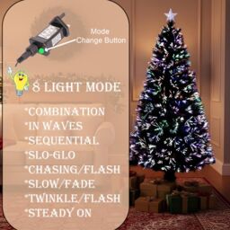 Shatchi 6Ft/180cm Multicolour Fibre Optic Christmas Tree LED Pre-Lit in Green - Size: 6ft - thumbnail 7