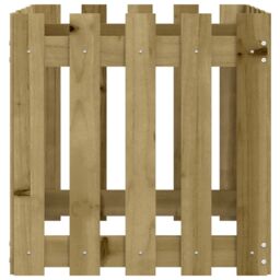 Berkfield Home Garden Planter with Fence Design 50x50x50 cm Impregnated Wood Pine in Brown - Size: 50 x 50 x 50 cm - thumbnail 6