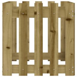 Berkfield Home Garden Planter with Fence Design 50x50x50 cm Impregnated Wood Pine in Brown - Size: 50 x 50 x 50 cm - thumbnail 5