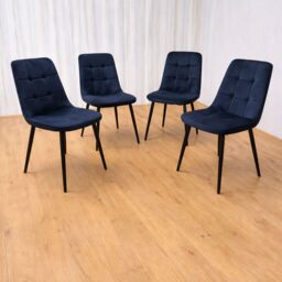 KOSY KOALA Modern Black Marble Effect Dining Table Set With 4 Black Velvet Chairs Dining Room Furniture in Brown - thumbnail 3