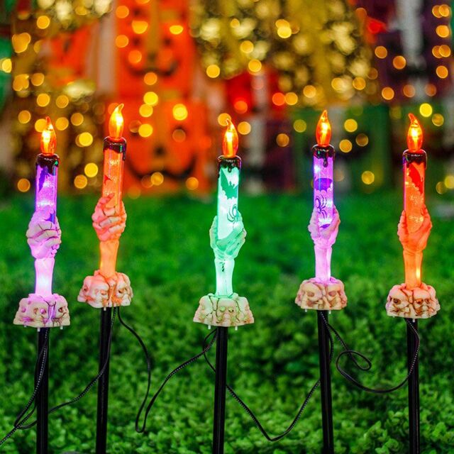 Leaper Five-piece Set of Hand Bone Candle-shaped Solar Ground Light in Black - image 1