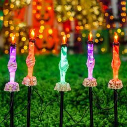 Leaper Five-piece Set of Hand Bone Candle-shaped Solar Ground Light in Black - thumbnail 1