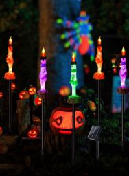 Leaper Five-piece Set of Hand Bone Candle-shaped Solar Ground Light in Black - thumbnail 6