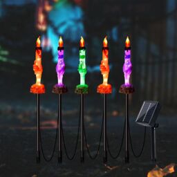 Leaper Five-piece Set of Hand Bone Candle-shaped Solar Ground Light in Black - thumbnail 2