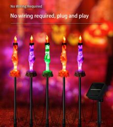 Leaper Five-piece Set of Hand Bone Candle-shaped Solar Ground Light in Black - thumbnail 8