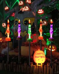 Leaper Five-piece Set of Hand Bone Candle-shaped Solar Ground Light in Black - thumbnail 4