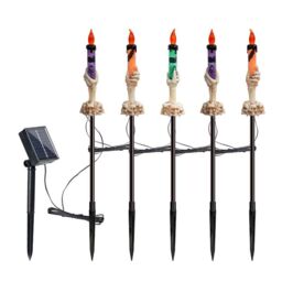 Leaper Five-piece Set of Hand Bone Candle-shaped Solar Ground Light in Black - thumbnail 9