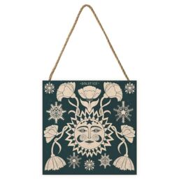 Nina Pace Winter Solstice Wooden Block in Dark Green - thumbnail 1