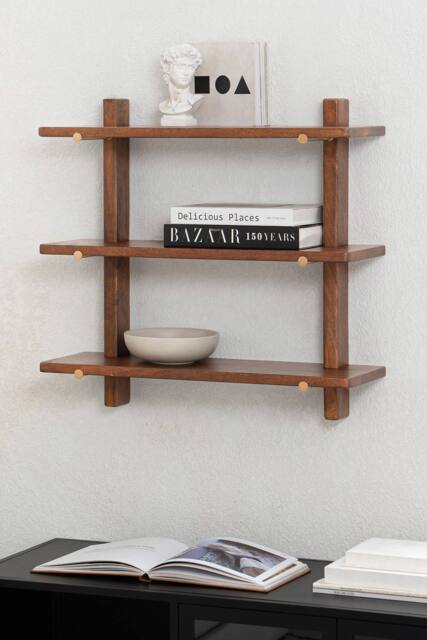 MH London Oliver Solid Wood Wall Mounted Shelf in Walnut - image 1