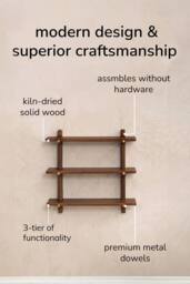 MH London Oliver Solid Wood Wall Mounted Shelf in Walnut - thumbnail 4