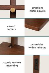 MH London Oliver Solid Wood Wall Mounted Shelf in Walnut - thumbnail 6