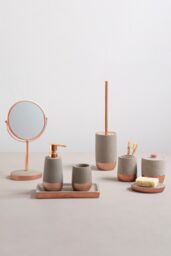 Orsina Grey Concrete & Copper Tumbler, Designer Tumbler Cups, Luxury Water Tumbler For Decor, Frosted Drinkware - thumbnail 3