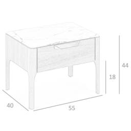 Angel Cerda Walnut Bedside Table with Imitation Marble Glass Top in Brown - thumbnail 7