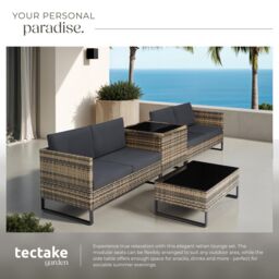 tectake Garden Furniture Set Ostuni in Natural - Size: 4 Person - thumbnail 4