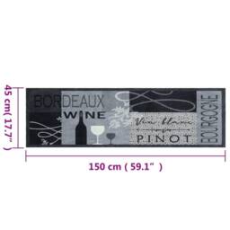 Berkfield Home Kitchen Rug Washable Wine Grey 45x150 cm Velvet - thumbnail 5
