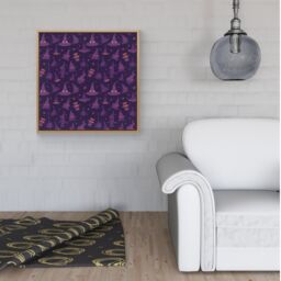 Warren Reed - Designer Witch Hats & Broomsticks Framed Canvas in Light Brown - Size: w40 inch x h40 inch - thumbnail 2