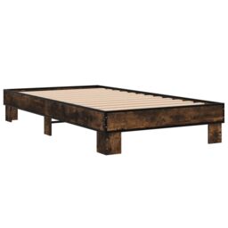 Berkfield Home Bed Frame without Mattress Smoked Oak 100x200 cm in Brown - thumbnail 6