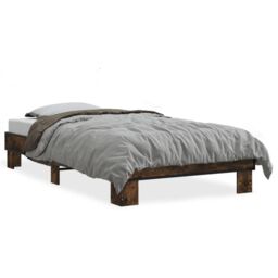 Berkfield Home Bed Frame without Mattress Smoked Oak 100x200 cm in Brown - thumbnail 2