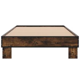 Berkfield Home Bed Frame without Mattress Smoked Oak 100x200 cm in Brown - thumbnail 4
