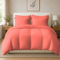 Grace 100% Egyptian Cotton Duvet Cover Set 400 TC with Zipper Closure in Coral - Size: Single - thumbnail 2