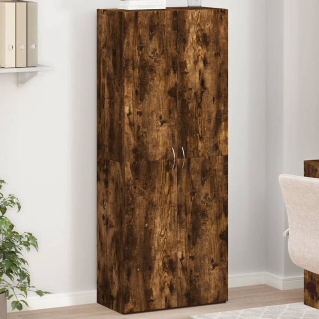 Berkfield Home File Cabinet Smoked Oak 60x32x153 cm Engineered Wood in Brown - Size: 60 x 32 x 153 cm - image 1