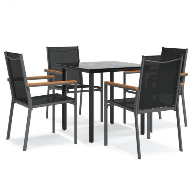 Berkfield Home 5 Piece Garden Dining Set Black Textilene & Steel - image 1