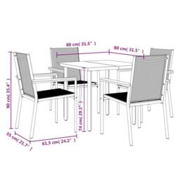 Berkfield Home 5 Piece Garden Dining Set Black Textilene & Steel - thumbnail 9