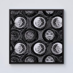 "Warren Reed - Designer Black White Moon & Sun Framed Canvas - Size: W30"" x H30""" - thumbnail 1