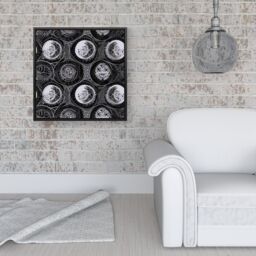 "Warren Reed - Designer Black White Moon & Sun Framed Canvas - Size: W30"" x H30""" - thumbnail 2