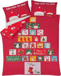 Smart Living Red Advent Calendar Reversible Polycotton Duvet Cover & Pillowcase Set - Size: Single - thumbnail 4
