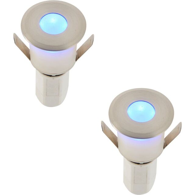 Loops 2 PACK Recessed Decking IP67 Guide Light - 1.2W Blue Light LED - Satin Nickel in Metallics - image 1