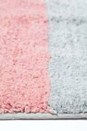 Homescapes Pink & Grey Striped Cotton Bath Mat - thumbnail 3