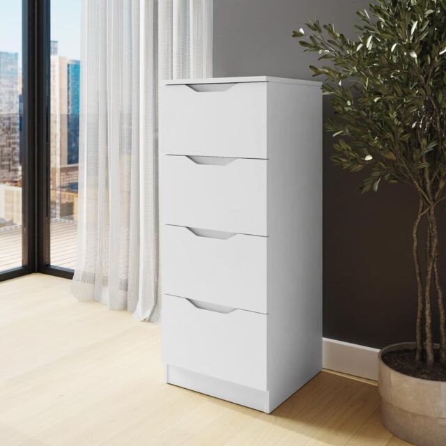 FWStyle Luno Chest Of Drawers 4 Drawer Tall Slim Deep Design in White - image 1
