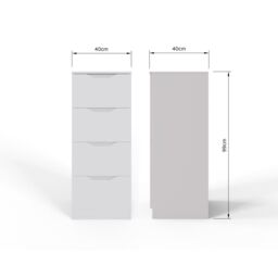 FWStyle Luno Chest Of Drawers 4 Drawer Tall Slim Deep Design in White - thumbnail 5