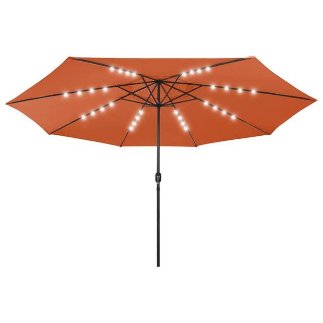 Berkfield Home Outdoor Parasol with LED Lights & Metal Pole 400 cm Terracotta - image 1