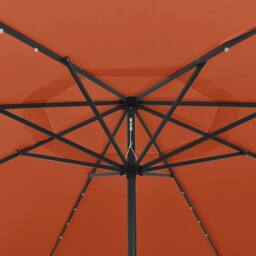 Berkfield Home Outdoor Parasol with LED Lights & Metal Pole 400 cm Terracotta - thumbnail 4