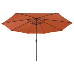 Berkfield Home Outdoor Parasol with LED Lights & Metal Pole 400 cm Terracotta - thumbnail 3