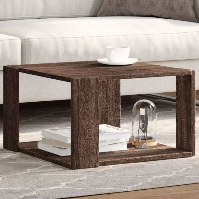 Berkfield Home Coffee Table Brown Oak 51.5x51.5x30 cm Engineered Wood - image 1