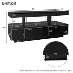 KORVIXA High Gloss RGB LED Coffee Table in Black - Size: 100 cm x 100 cm - thumbnail 2