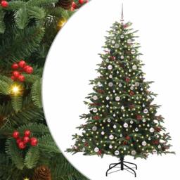 Berkfield Home Elegant Artificial Christmas Tree with 300 LEDs with Stand Green - thumbnail 3