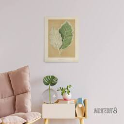 "Artery8 White Margined Nightshade Leaves Fawcett Canvas Wall Art in Beige - Size: W18"" x H24""" - thumbnail 3
