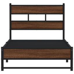 Berkfield Home Metal Bed Frame without Mattress Brown Oak 100x200 cm - thumbnail 4