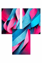 ARTZE Set of 3 Geometric Abstract Bright Blue & Hot Pink Deco Shapes Art Posters - Size: W50 cm x H70 cm - thumbnail 1