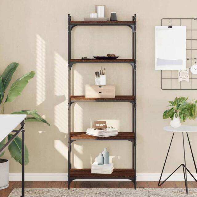 Berkfield Home Bookcase 5-Tier Brown Oak 60x30x154 cm Engineered Wood - Size: 60 x 30 x 154 cm - image 1