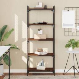 Berkfield Home Bookcase 5-Tier Brown Oak 60x30x154 cm Engineered Wood - Size: 60 x 30 x 154 cm - thumbnail 1