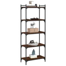 Berkfield Home Bookcase 5-Tier Brown Oak 60x30x154 cm Engineered Wood - Size: 60 x 30 x 154 cm - thumbnail 3