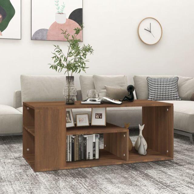 Berkfield Home Coffee Table Brown Oak 100x50x40 cm Engineered Wood - Size: 100 x 50 x 40 cm - image 1