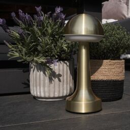 ValueLights Troy Satin Brass Table Lamp Dimmable in Gold - thumbnail 3