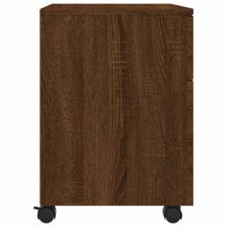 Berkfield Home Mobile File Cabinet with Wheels Brown Oak 45x38x54 cm Engineered Wood - Size: 45 x 38 x 54 cm - thumbnail 5