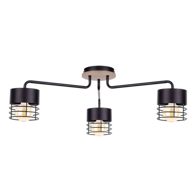 Netlighting Casa Multi Arm Semi Flush Ceiling Light Black Wood 70cm 3x E27
